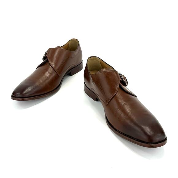 Johnston & Murphy Men Monk Strap Dress Shoes Sz 11M McClain Brown Leather Almond - Picture 12 of 14